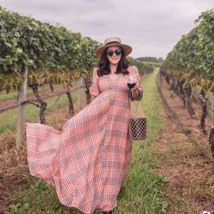 Ganni red checked maxi dress